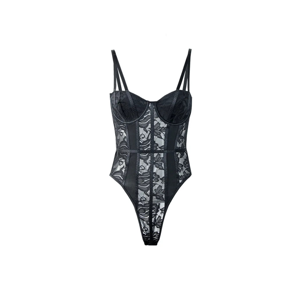 Body sexy in pizzo per donna Corpi Top da donna elegante 2025 Nuova estate Body aderente a costine