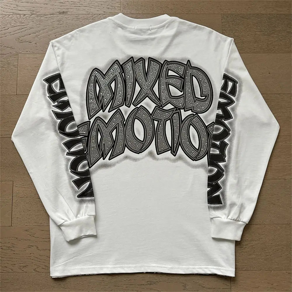 EMOTIONE MISTA T-shirt a maniche lunghe Uomo Donna High Street Stampa completa 100% cotone Girocollo Hip Hop Top oversize