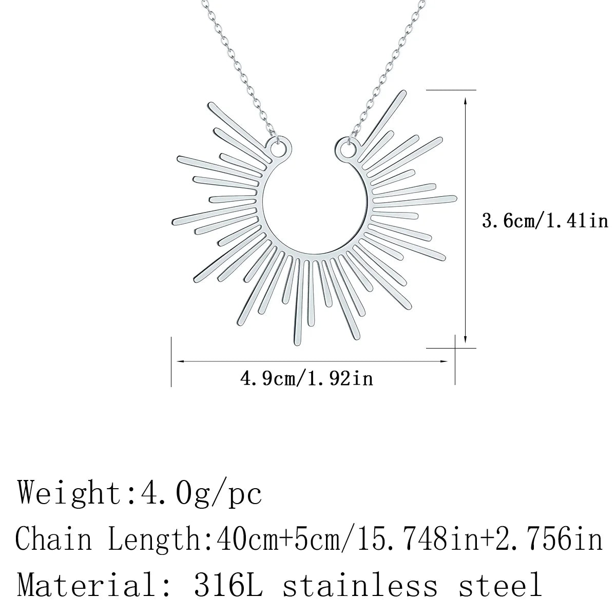Collier soleil style bohème moderne Bijoux soleil Collier demi-faisceau de soleil pour femmes Collier pendentif soleil Bijoux d'été