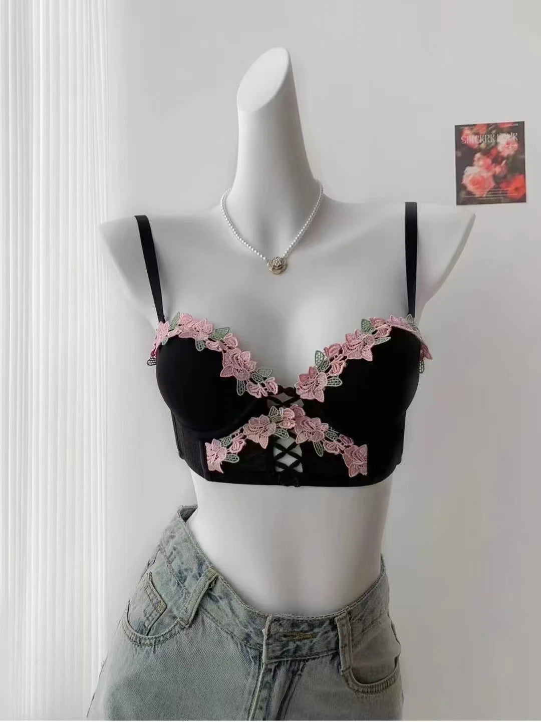 MOYISU London Anime Bralette - Delicato reggiseno senza fili per adolescenti, lingerie estiva giapponese Busto piccolo Allure sottile aderente