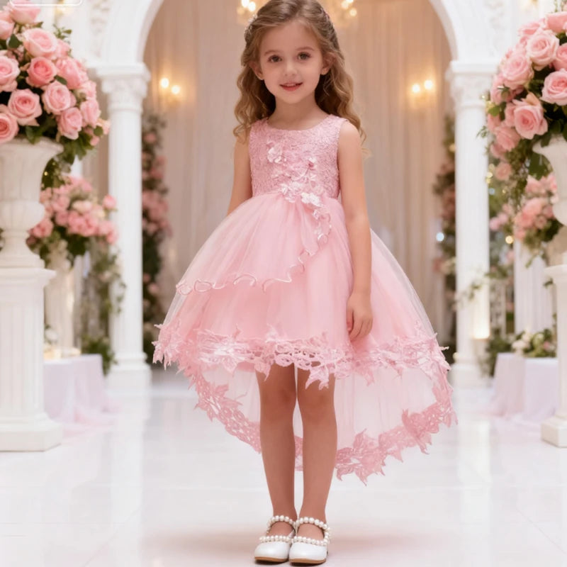 Abiti bianchi da battesimo per bambine, in pizzo, stile principessa, per il primo compleanno, feste di matrimonio, abito lungo con strascico, vestito per neonate, Vestidos