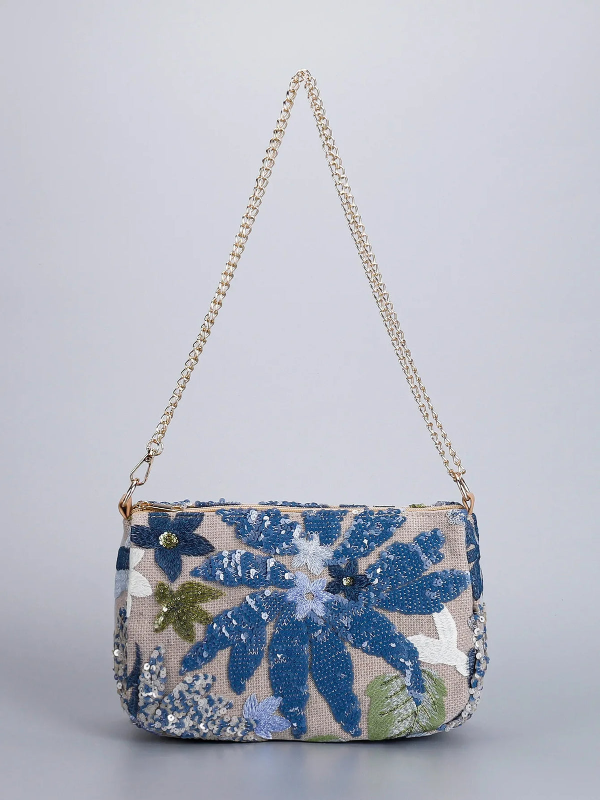 Borse a tracolla da donna con ricamo floreale carino Catene con paillettes alla moda Borsa a tracolla Borsa da spiaggia casual estiva Borsa e portamonete Hobos