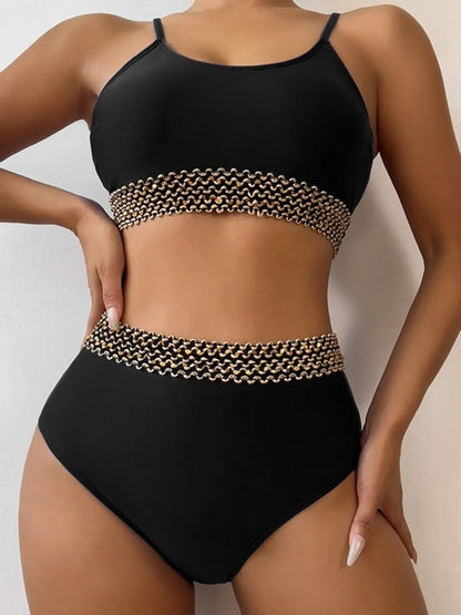 Sexy High Waist Bikini Women High Cut Swimsuit Female Padded Bathing Suit Solid Swimwear Two Piece Beachwear Swimming Summer