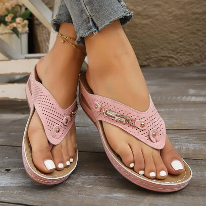 Sandales Orthopédiques d'Été pour Femmes, Nouvelles Tongs Orthopédiques avec Support de Voûte Plantaire, Claquettes à Semelle Épaisse Antidérapante pour Usage Quotidien et Plage