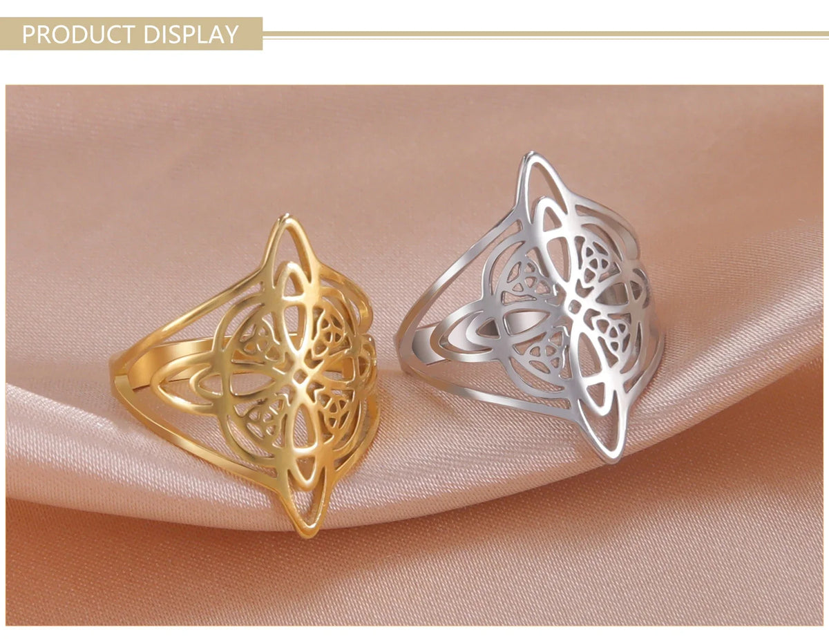 Skyrim Stregoneria Anello con nodo da strega Anelli da dito in acciaio inossidabile Wicca Triquetra Celtics Nodo Amuleto Protezione Gioielli Donna Uomo