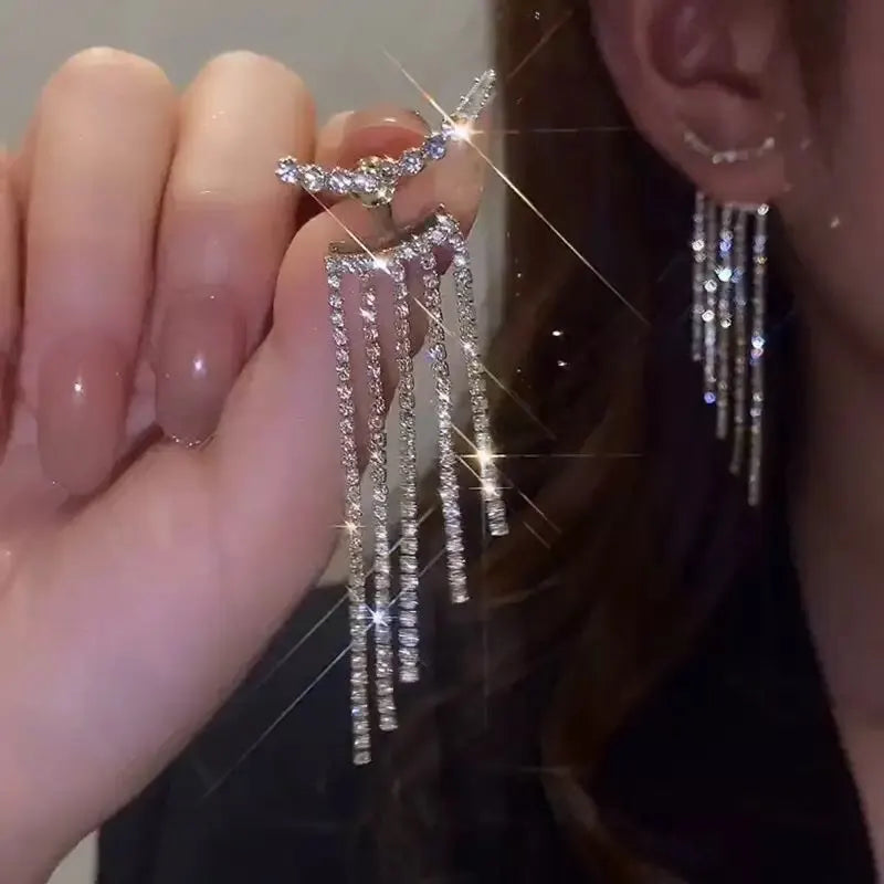 Nuova tendenza della moda Design unico Orecchini rettangolari eleganti e squisiti con zirconi per gioielli da donna Regali premium per feste di nozze