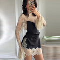 Sexy profondo scollo a V patchwork di pizzo con paillettes abito lungo da donna sottile senza maniche backless hip pacchetto abiti 2026 primavera abito da festa della signora
