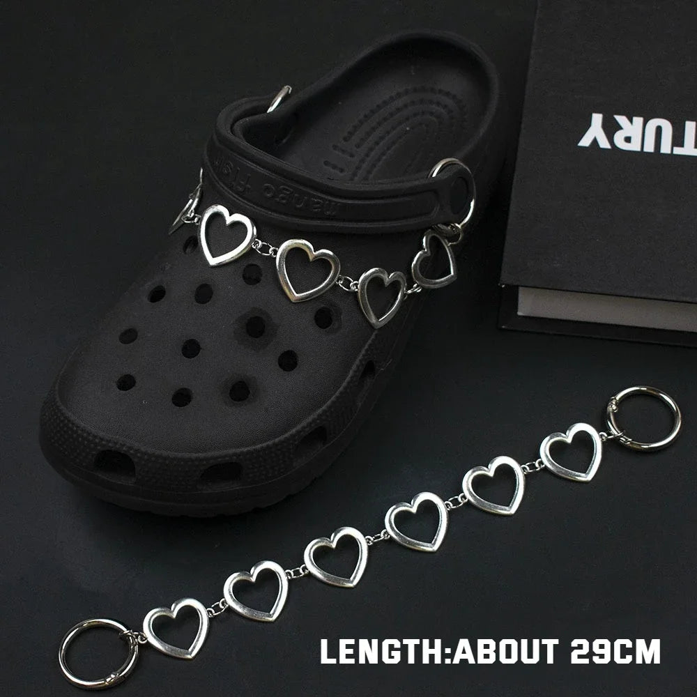 1Pcs Hip-hop Metal Sneaker Decoration Punk Fashion High-top Canvas Shoe Chain Dark Style Pin Men Women Slipper Sandal Accessorie