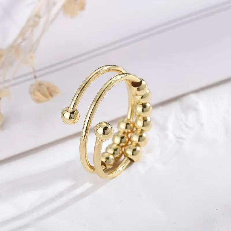 Anelli di ansia punk per donna uomo spirale Fidget perline anello gioielli di tendenza piacevole ruota liberamente anello in acciaio inossidabile antistress regalo