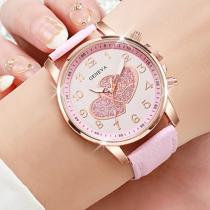 1/4PCSt Orologi da donna alla moda Orologio al quarzo con quadrante a cuore Cinturino in pelle casual Orologi da polso da donna Reloj Mujer (senza scatola)