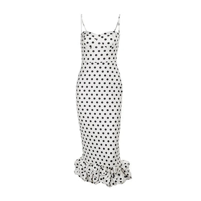Abito con bretelle a pois Abito estivo da donna nuovo stile senza vita senza maniche Avvolgente sul petto Abito avvolgente a pieghe slim fit Ropa Mujer