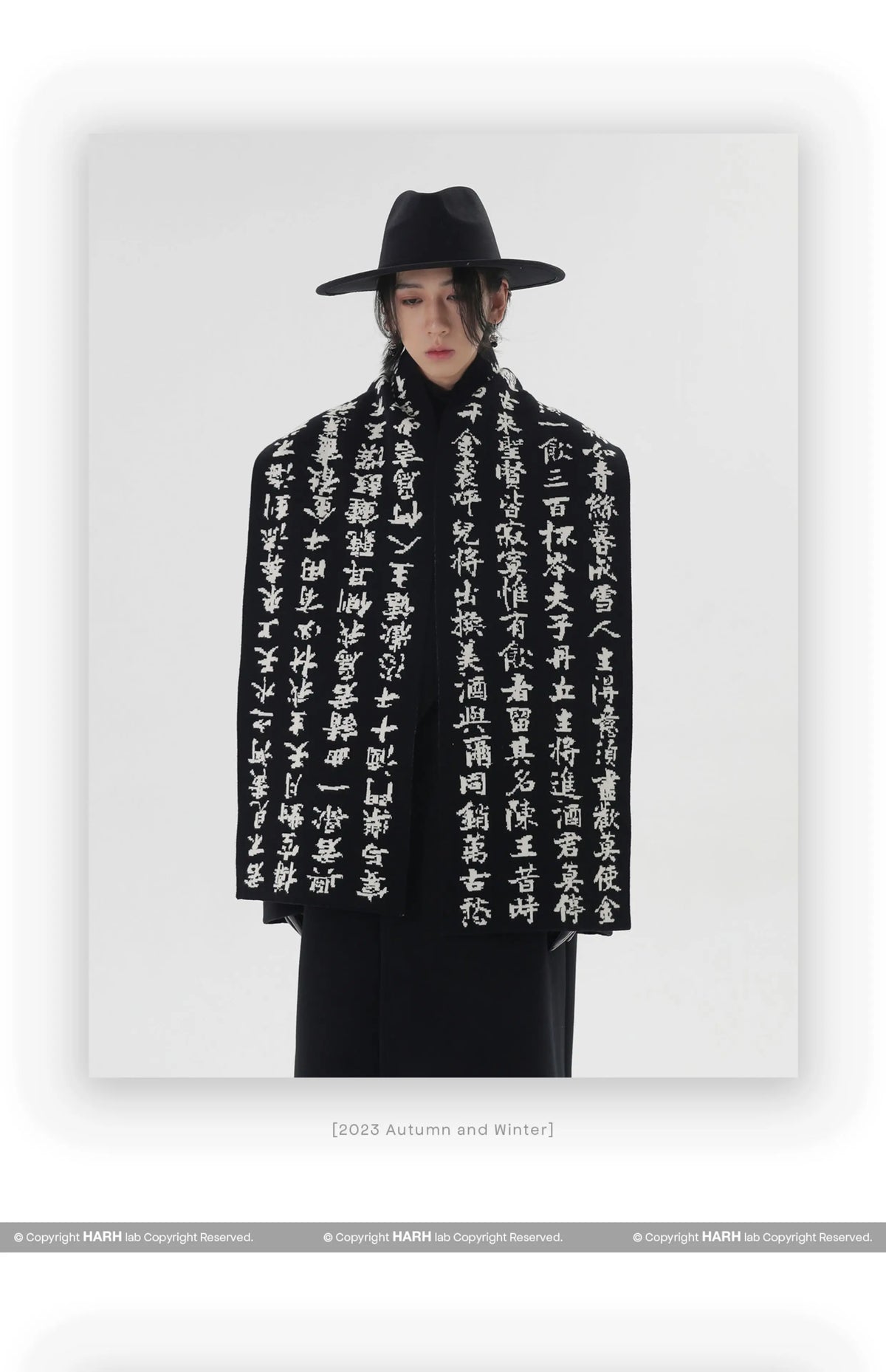 Sciarpa in pelliccia di coniglio sintetica con calligrafia di poesie in stile cinese Inverno Uomo Donna Scaldacollo a doppia faccia bianco nero caldo