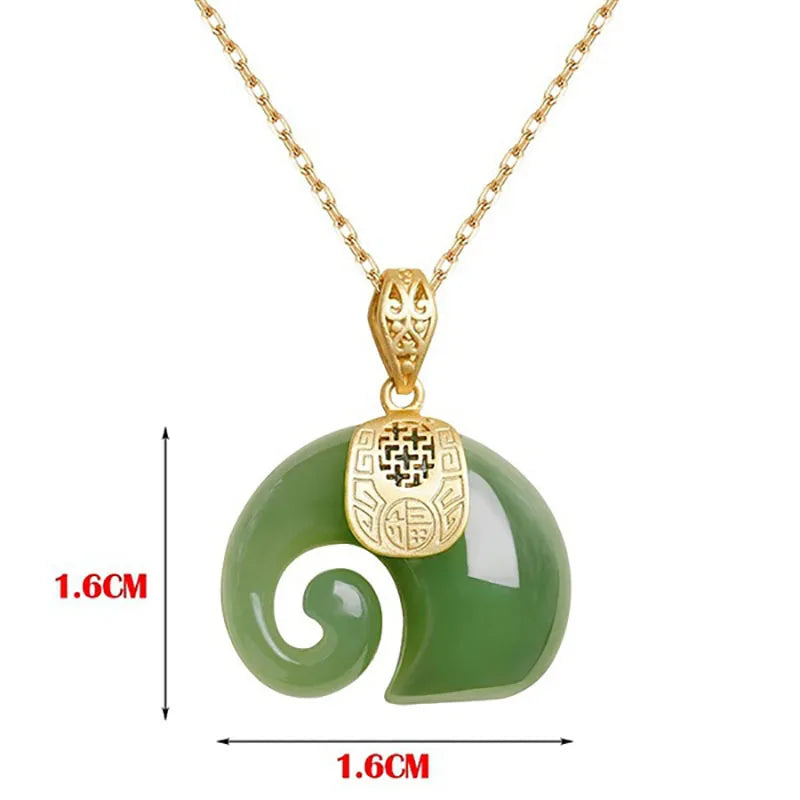 Boutique Natural Stone Hetian Jade Elephant ciondolo collana a catena placcata oro 18 carati gioielli girocollo per le donne anniversario di compleanno
