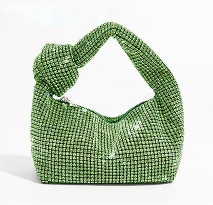 Borse da sera con nodo con strass con manico Borsa con manico superiore in cristallo argento per borse da donna e borsette Borsa di design di lusso