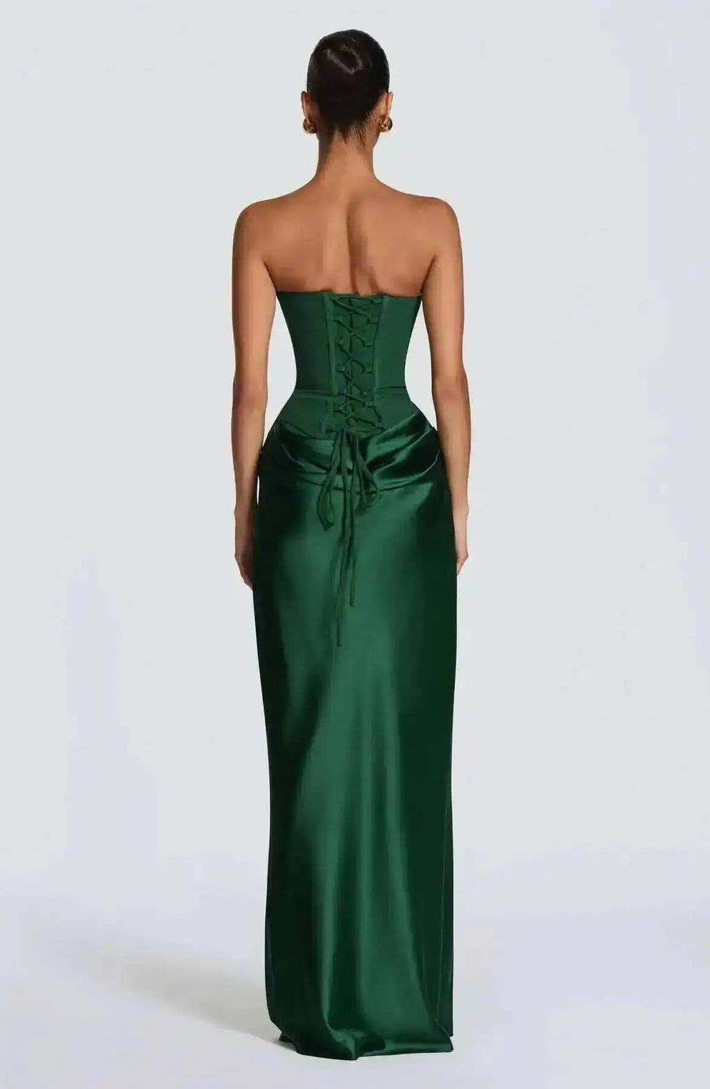 Giyu Sexy Satin Evening Club Abiti da festa Donna 2025 Estate senza spalline con spalle scoperte Lisca di pesce increspato Maxi abito lungo Abito elegante