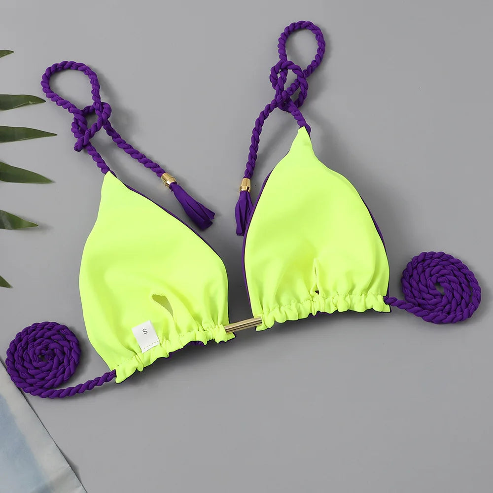 Costume da bagno donna bikini set bikini sexy con coulisse costumi da bagno leopardo due pezzi costume da bagno costume da bagno bikini con lacci biquinis