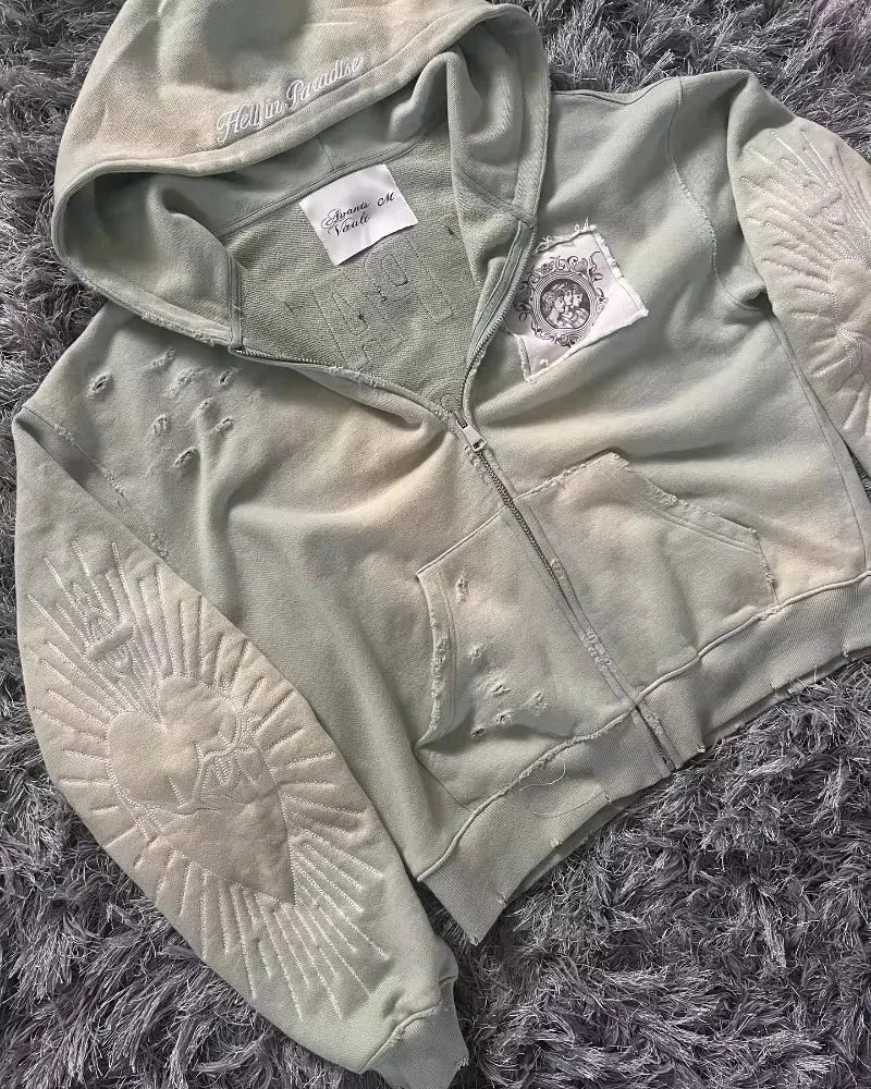 Autunno e inverno nuova moda lettera ricamo patch maglione con cerniera donna Y2K Harajuku maglione sportivo Joker casual gotico retrò