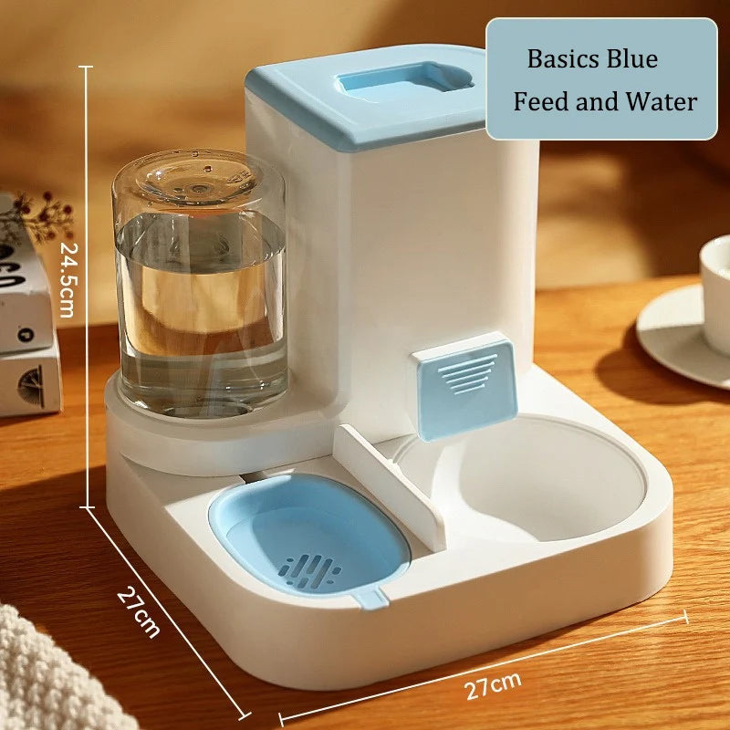 Distributore Automatico di Cibo e Acqua per Cani e Gatti, Set con Ciotola Universale per Animali Domestici