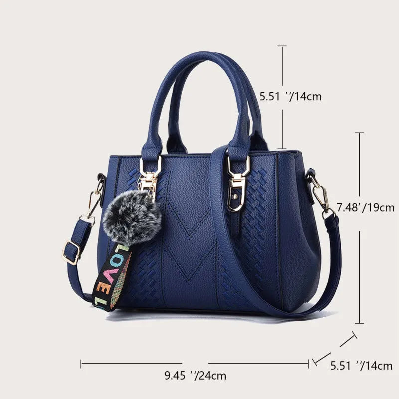 Borse a tracolla ricamate Borse da donna in pelle Borse da donna Sac a Main Borsa a mano con palla per capelli da donna