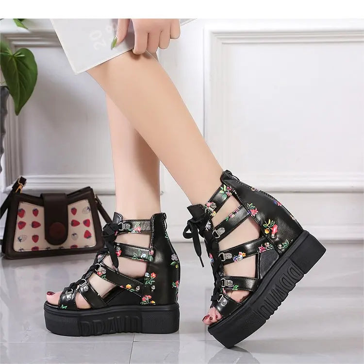 Women Shoes 2025 Summer Sandals 12cm Wedge Platform Open Toe Sandals Woman Rome High Heels Casual Shoes Lady Female Sandalias