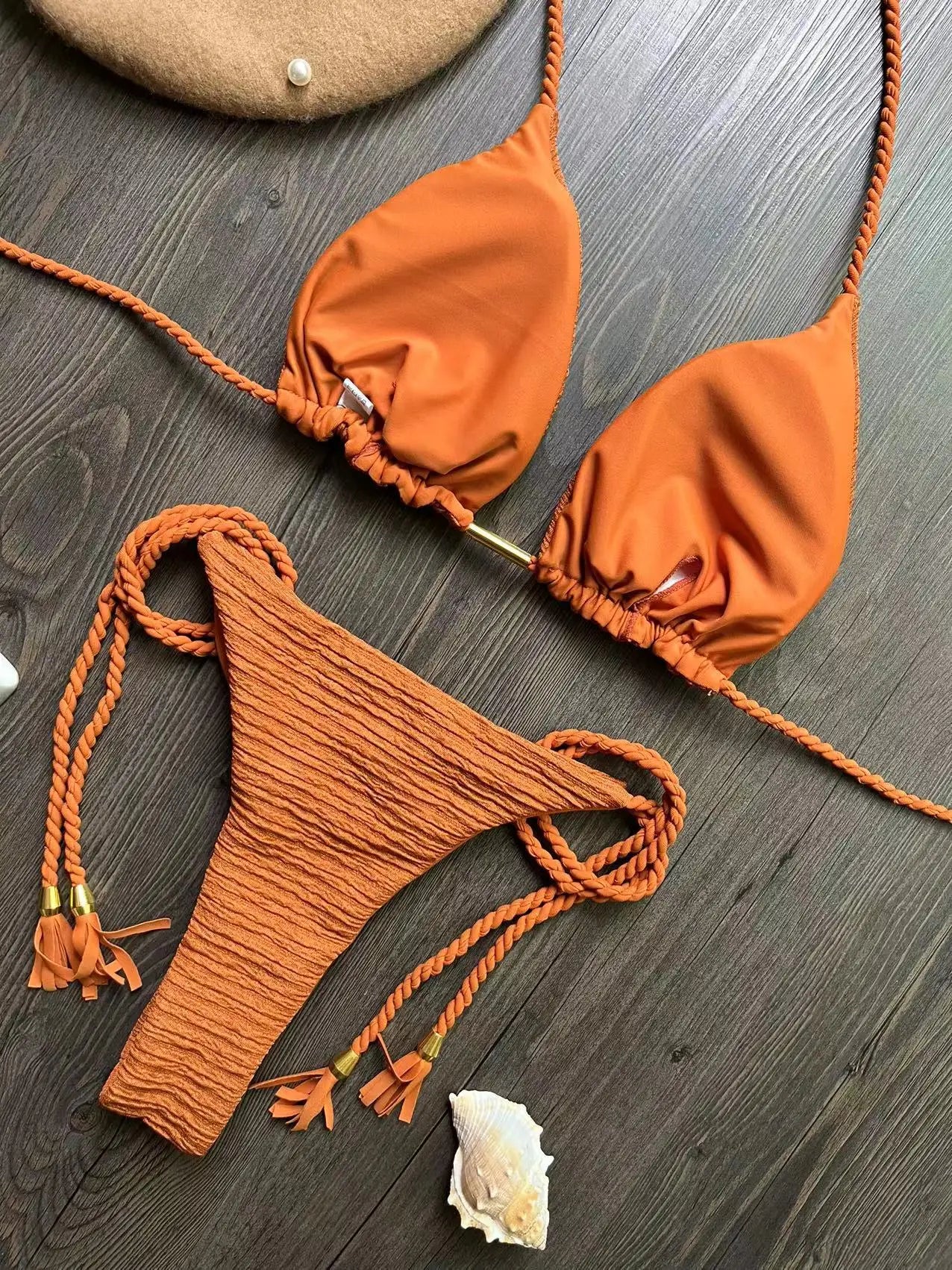 RUOTONGSEPT Sexy Geflochtene Seilträger Bikini Set 2024 Neuer Badeanzug Damen Bademode Push Up Brasilianischer Badeanzug Strand Biquinis