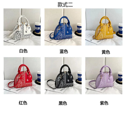Borsa a conchiglia da donna in pelle PU retrò borsa a tracolla da donna con tracolla a fiori di anacardi estivi Set femminile borse a mano con manico piccolo