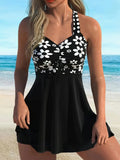 Black Print Tankini-Set 2025 Neu Zweiteilige Badeanzüge Übergröße Bademode Damen Badeanzüge Strandbekleidung Bikini-Badekleid