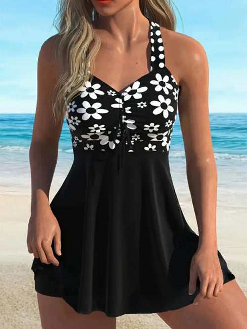 Black Print Tankini Set 2025 New Two Pieces Swimsuits Plus Size Swimwear Women Bathing Suits Beachwear Bikini Swimdress