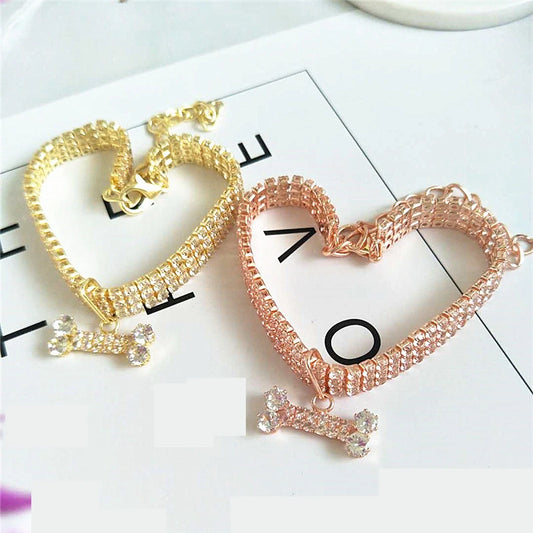 Collare di Lusso con Strass per Cani e Gatti di Piccola Taglia, Accessori per Animali Domestici