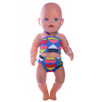 Costume da bagno per bambini in diversi stili, grazioso costume intero per bambole da 43 cm, accessori per bambole americane da 18 pollici, regali giocattolo per ragazze