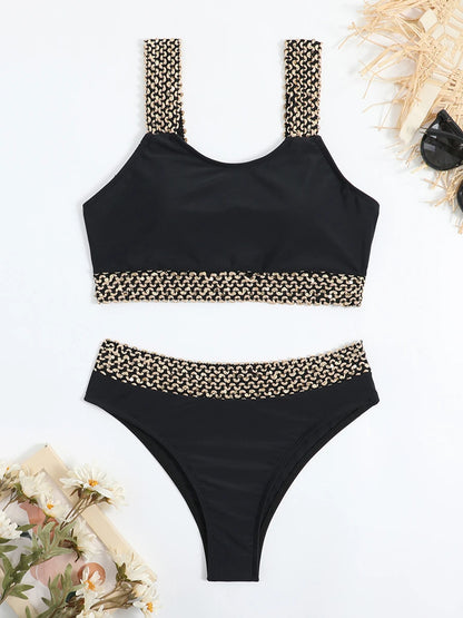 Sexy High Waist Bikini Women High Cut Swimsuit Female Padded Bathing Suit Solid Swimwear Two Piece Beachwear Swimming Summer