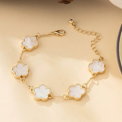 Bracciale con trifoglio a cinque foglie bianco nero Bracciale con fiori da donna Regalo di compleanno per feste