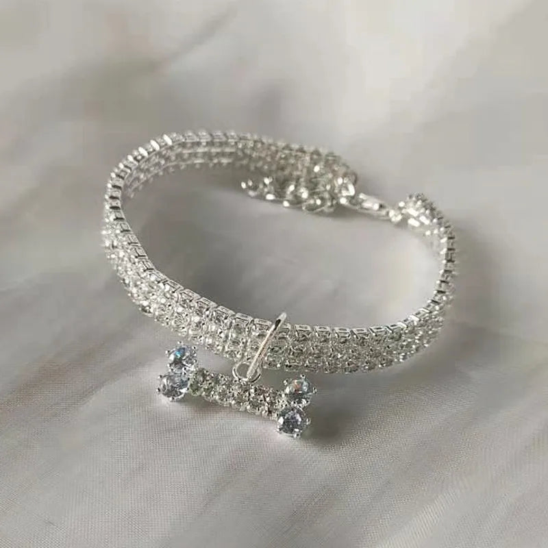 Collare di Lusso con Strass per Cani e Gatti di Piccola Taglia, Accessori per Animali Domestici