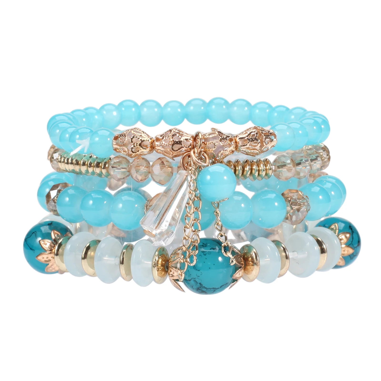 Braccialetti bohémien con perline impilabili per donna Braccialetti elasticizzati con ciondolo a forma di braccialetto multistrato