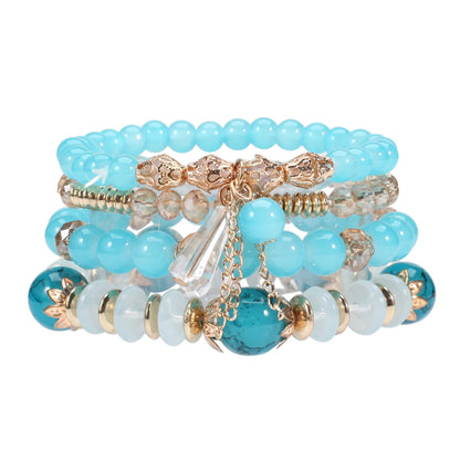 Braccialetti bohémien con perline impilabili per donna Braccialetti elasticizzati con ciondolo a forma di braccialetto multistrato