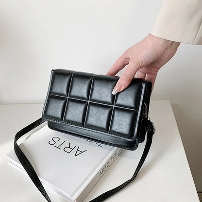 Nuove borse a tracolla moda tinta unita borsa a tracolla da viaggio femminile plaid piccole borse a tracolla in pelle PU per donna