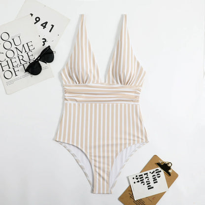 Trendy Swimsuit One Piece Strips Swimwear Female Push  Bathers Bathing Suits Beachwear Swim Clothing Bathingsuit