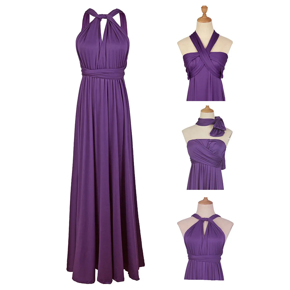 Abito formale da donna elegante da sera lungo con scollo a V profondo abito convertibile multistrato maxi abiti greci abito da festa di nozze