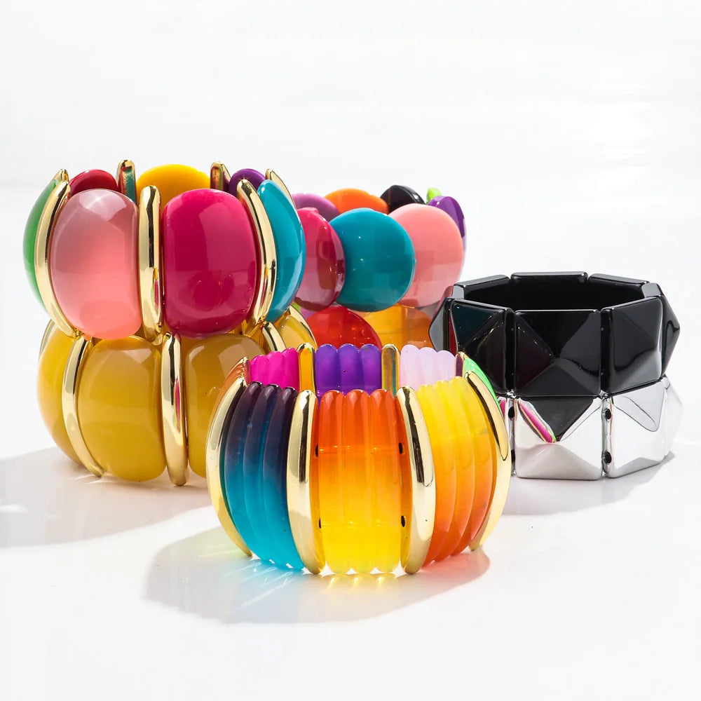 Braccialetti irregolari geometrici grandi acrilici vintage per le donne Braccialetti larghi in resina alla moda Braccialetti 2025 Gioielli di moda