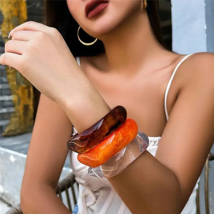 PuRui Vintage Irregolare Coloful Resina Acrilica Robusto Braccialetto Del Braccialetto Delle Donne Alla Moda Fascino Geometrico Estetica Braccialetto Regalo Dei Monili