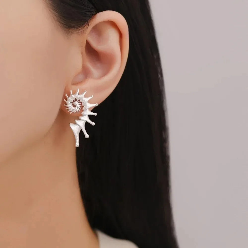 Nuovi orecchini a bottone in argento antico con personalità di conchiglia stereo gotica per uomo donna Ognissanti gioielli punk regalo accessorio per le vacanze