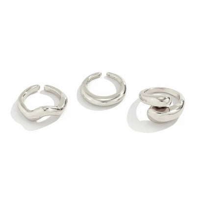 Set di anelli a forma di onda geometrica creativa alla moda da 3 pezzi per accessori per gioielli da dito con anello aperto regolabile irregolare di design da donna