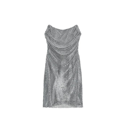 Abito da festa in pelle con ritaglio sexy Guaina senza maniche Lunghezza pavimento Scava fuori Bustier Abito aderente Abiti da sera con cerniera divisa sul retro