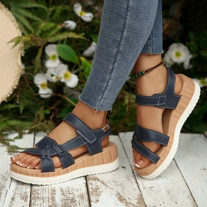 Nuovi Sandali Estivi da Donna con Zeppa e Plateau, Punta Aperta, Cinturino alla Caviglia, Stile Gladiatore, Scarpe da Spiaggia Casual