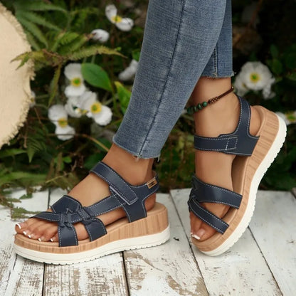 Nuovi Sandali Estivi da Donna con Zeppa e Plateau, Punta Aperta, Cinturino alla Caviglia, Stile Gladiatore, Scarpe da Spiaggia Casual