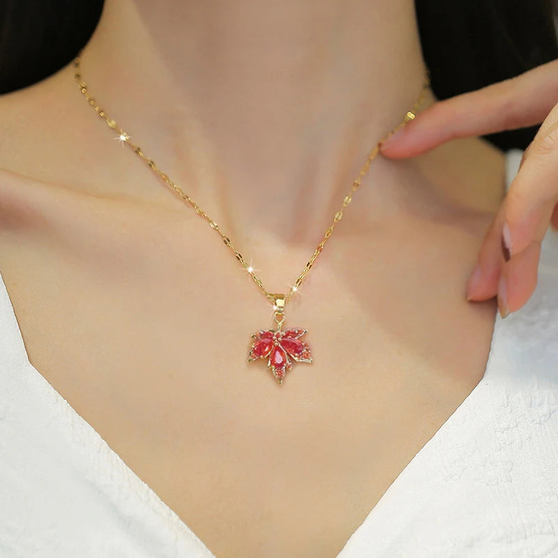 Squisito micro intarsiato zircone farfalla nappa collana per le donne gioielli girocollo in acciaio inossidabile luna farfalla fiore clavicola
