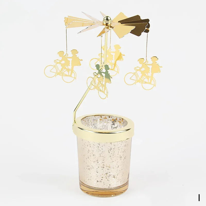 Portacandele rotante a caldo Candeliere Decorazione della casa Ognissanti Regalo di Natale Decorazioni per la stanza delle feste Portacandele a carosello