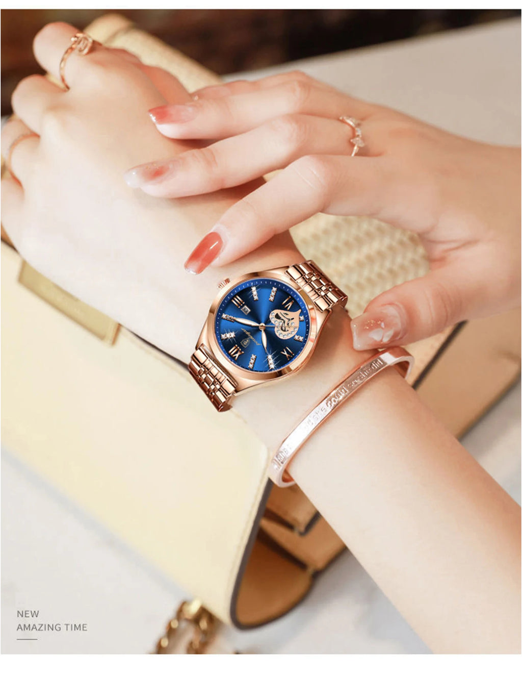 Orologi di lusso POEDAGAR per donna, impermeabili, luminosi, con datario, in acciaio inossidabile, casual, orologio da polso al quarzo da donna.