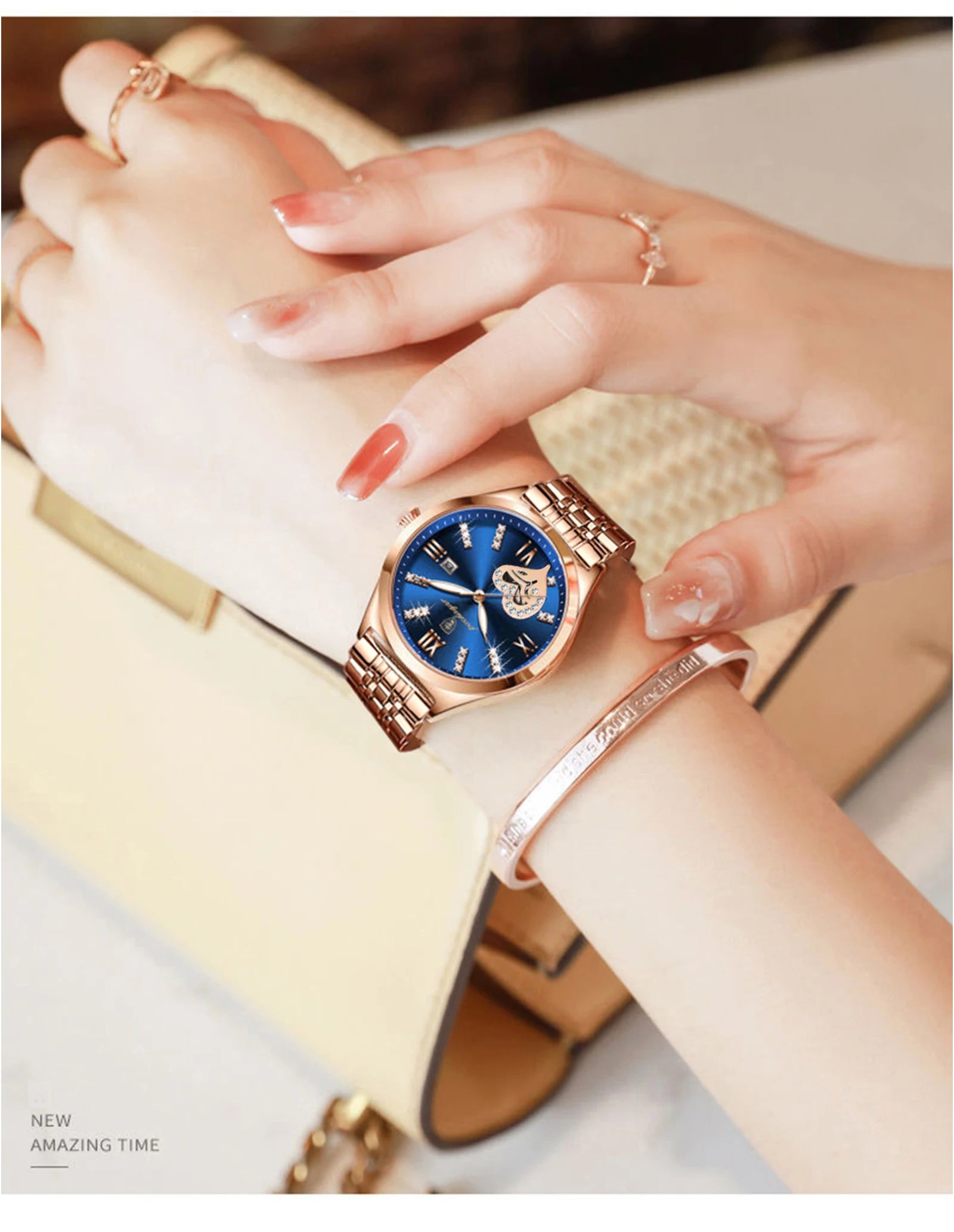 Orologi di lusso POEDAGAR per donna, impermeabili, luminosi, con datario, in acciaio inossidabile, casual, orologio da polso al quarzo da donna.