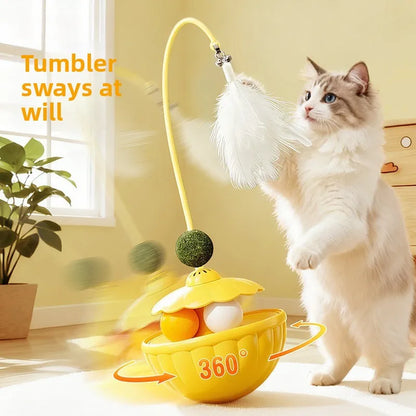 Giocattoli per Gatti: Bastone Teaser con Piuma Rimovibile e Pallina al Peppermint, Accessori per Animali Domestici